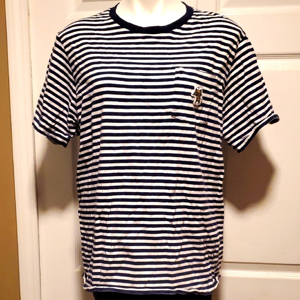 UT Uniqlo CAPCOM Nautical Striped Navy Blue/White Women's Shirt - Size XL
